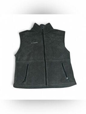 Columbia Vest Mens L Green Fleece Full Zip Stand Collar Pockets Outdoor Casual